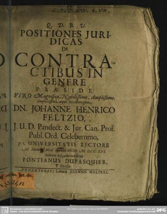 Positiones Iuridicas De Contractibus In Genere