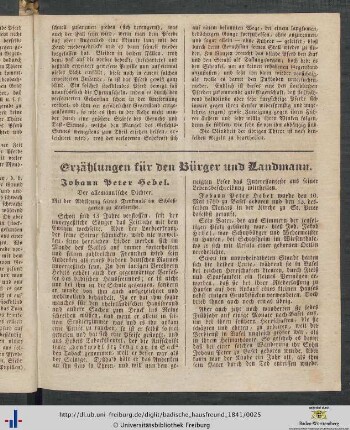Johann Peter Hebel. Der allemannische Dichter.
