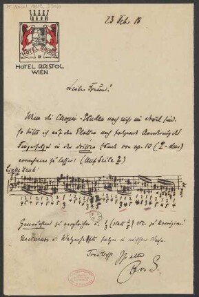 Brief an Ludwig Strecker (senior) an B. Schott's Söhne : 23.02.1918