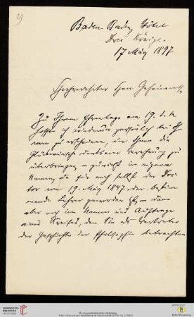 Brief von Wilhelm Windelband an Kuno Fischer