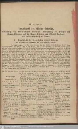 II. Abschnitt. Verzeichnis der Häuser Leipzigs