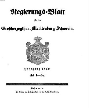 Regierungsblatt für Mecklenburg-Schwerin. 1859