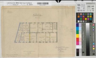 Werdohl (Werdohl) Erweiterung des Posthauses Grundriß 2. Geschoß 1919 1 : 100 29 x 41 kol. Zeichnung Friebe, Postbaurat Oberpostdirektion Dortmund Nr. 1670