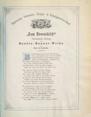 Zum Heerschild! : Vaterländische Dichtung ; Bayerischer Veteranen-, Krieger- & Kampfgenossen-Bund