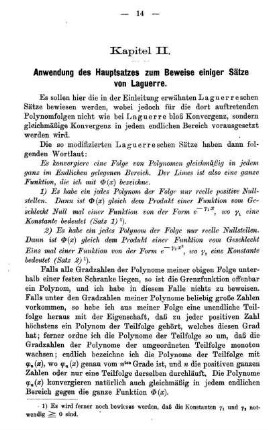 II. Kapitel - Anwendung des Hauptsatzes zum Beweise einiger Sätze von Laguerre.