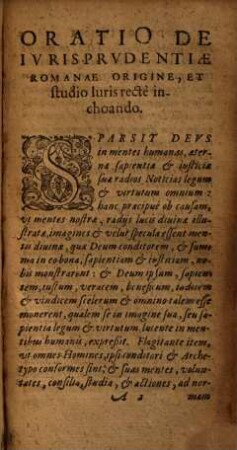 De iurisprudentiae Romanae origine et studio iuris recte inchoando : oratio, cuidam iuris studioso olim praescripta