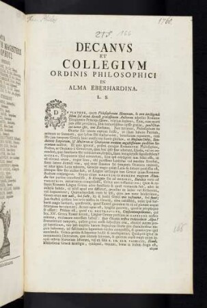 Decanus et Collegium Ordinis Philosophici ...