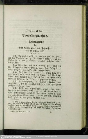 Dritter Theil. Verwaltungsgesetze