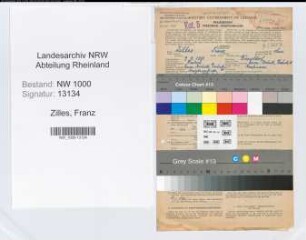 Entnazifizierung Franz Zilles, geb. 09.09.1888 (Kaufmann)
