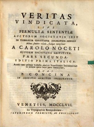 Veritas Vindicata, 2