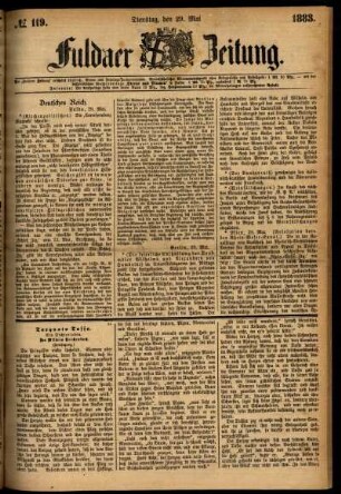Ausgabe vom Dienstag, den 29. Mai 1883.