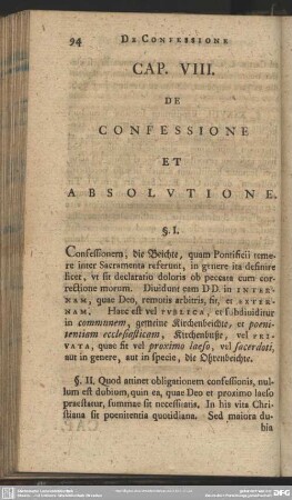 Cap. VIII. De Confessione Et Absolutione