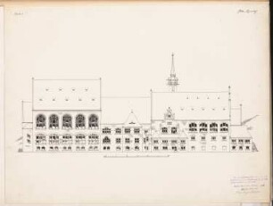 Volksbibliothek Schinkelwettbewerb 1902: Seitenfassade. Ansicht 1:200