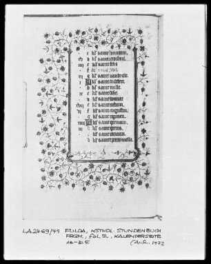 Fragment eines Stundenbuches — Kalenderseite mit Bordüre, Folio 5verso
