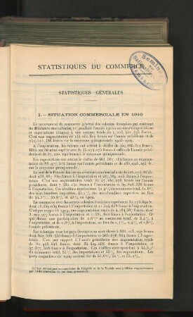 Statistiques générales.