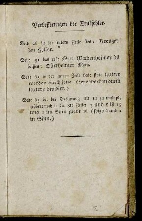 Verbesserungen der Drukfehler.
