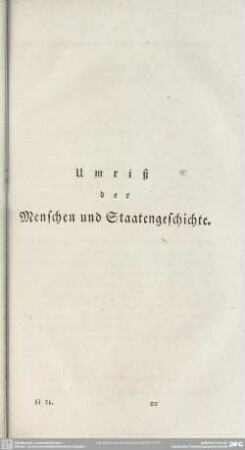 Umriß der Menschen und Staatengeschichte