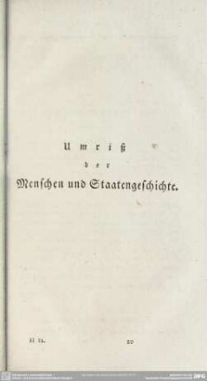 Umriß der Menschen und Staatengeschichte