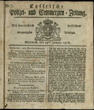 Nr. 7, Mittwoch, den 24sten Januar 1816