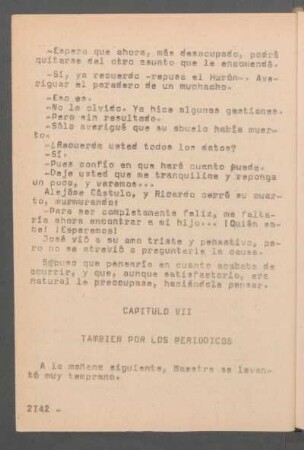 Capítulo VII - Tambien por los periodicos