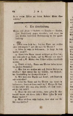 C. Die Haushaltung