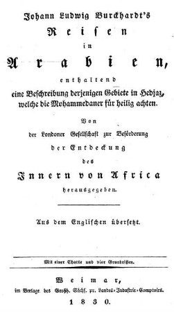 Johann Ludwig Burckhardt's Reisen in Arabien