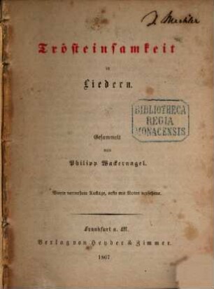 Trösteinsamkeit in Liedern