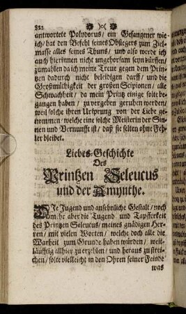 Liebes-Geschichte des Printzen Seleucus und der Amynthe