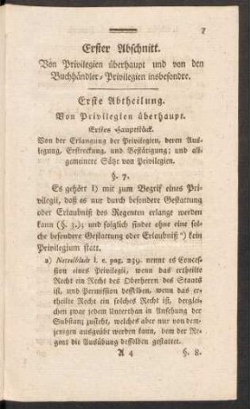 Erste Abtheilung. Von Privilegien überhaupt