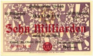 Geldschein / Notgeld, 10 Milliarden Mark, 20.10.1923