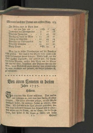 Von einem Cometen in diesem Jahre 1737.