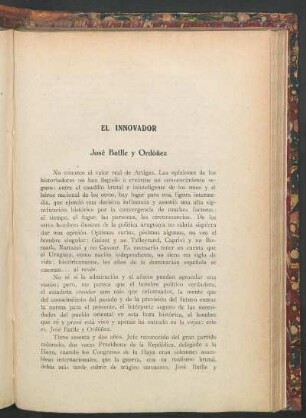 El innovador : José Batlle y Ordóñez