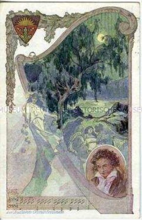 Illustration zu Beethovens Mondscheinsonate; Postkarte des Deutschen Schulvereins, Nr. 847