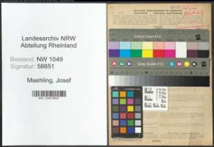 Entnazifizierung Josef Maehling , geb. 05.09.1891 (Inspektor)