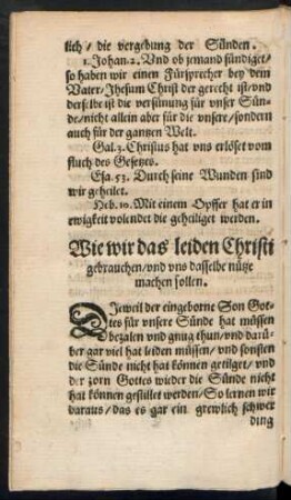 Wie wir das leiden Christi gebrauchen/ und uns dasselbe nütze machen sollen.