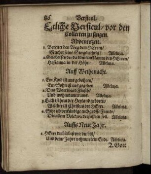 Etliche Versicul/ vor den Collecten zu singen.