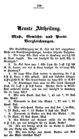 Neunte Abtheilung. Maß-, Gewicht- und Preis-Vergleichungen.