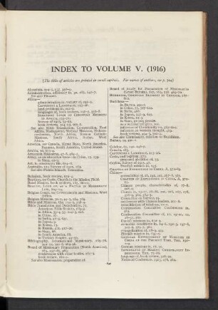 Index to volume V (1916)