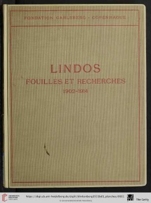 1,Planches: Lindos: fouilles et recherches 1902 - 1914 et 1952;; fouilles de l'acropole: Les petits objets