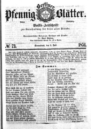 No. 73, Sonnabend,den 5. Juli