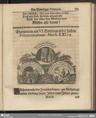 Evangelium am VI. Sonntage in der Fasten, Palmarum genannt, Matth. XXI. 1. – 9.