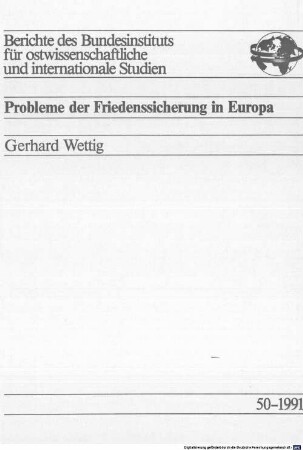 Probleme der Friedenssicherung in Europa