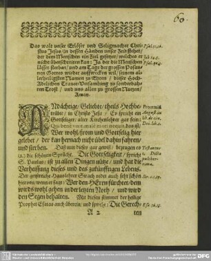 Leichenpredigt : Christliche Leich-Predigt. [Eingang]. [Textus]. Tractatio