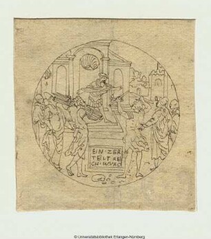 Umrisszeichnungen mit Szene aus dem Buch Salomonis (?)