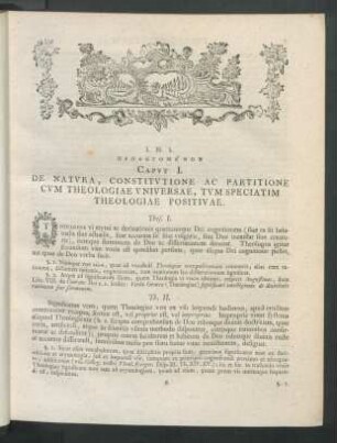 Caput I. De Natura, Constitutione Ac Partitione Cum Theologiae Universae, Tum Speciatuim Theologiae Positivae