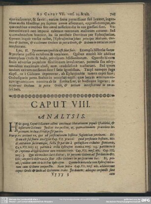 Caput VIII. [Analysis, Explicatio Textus, Quaestiones, Loci Communes]