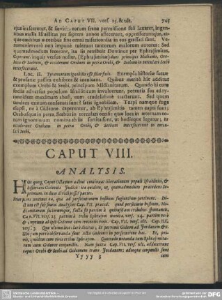 Caput VIII. [Analysis, Explicatio Textus, Quaestiones, Loci Communes]
