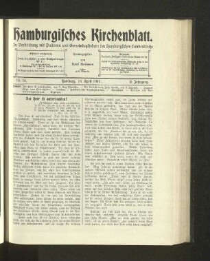 Nr. 16. Hamburg, 16. April 1911. 8. Jahrgang.