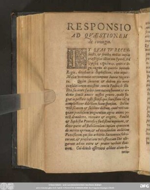 Responsio Ad Quaestionem de coniugio.