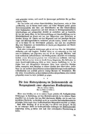 Die freie Kinderzeichnung im Zeichenunterricht als Ausgangspunkt einer allgemeinen Kunsterziehung : (Schluß)